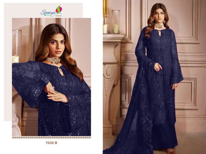 7030 Saniya Trendz Faux Georgette Pakistani Suits Catalog
